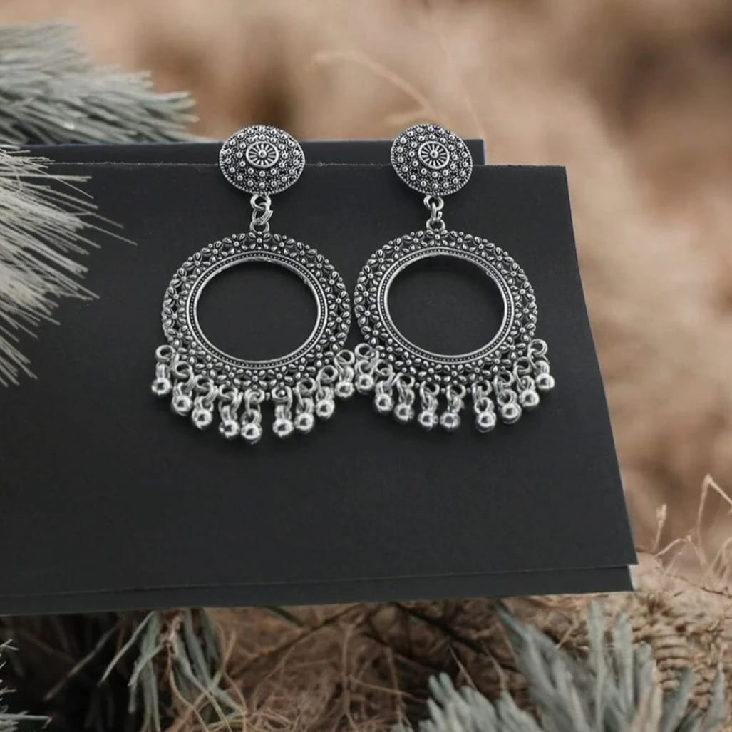 Earrings/Jhumka - Oxidised Round A