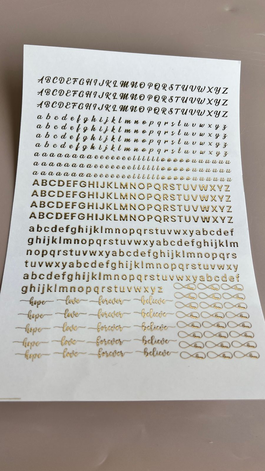 Mixed Alphabet Embossed sticker sheet