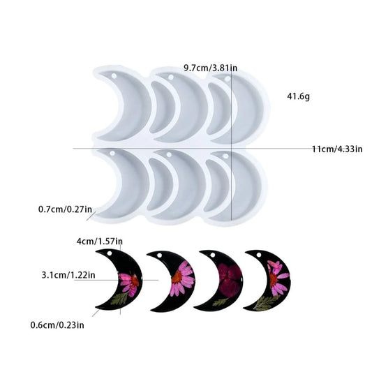 6 cavity moon pendant & keychain mould