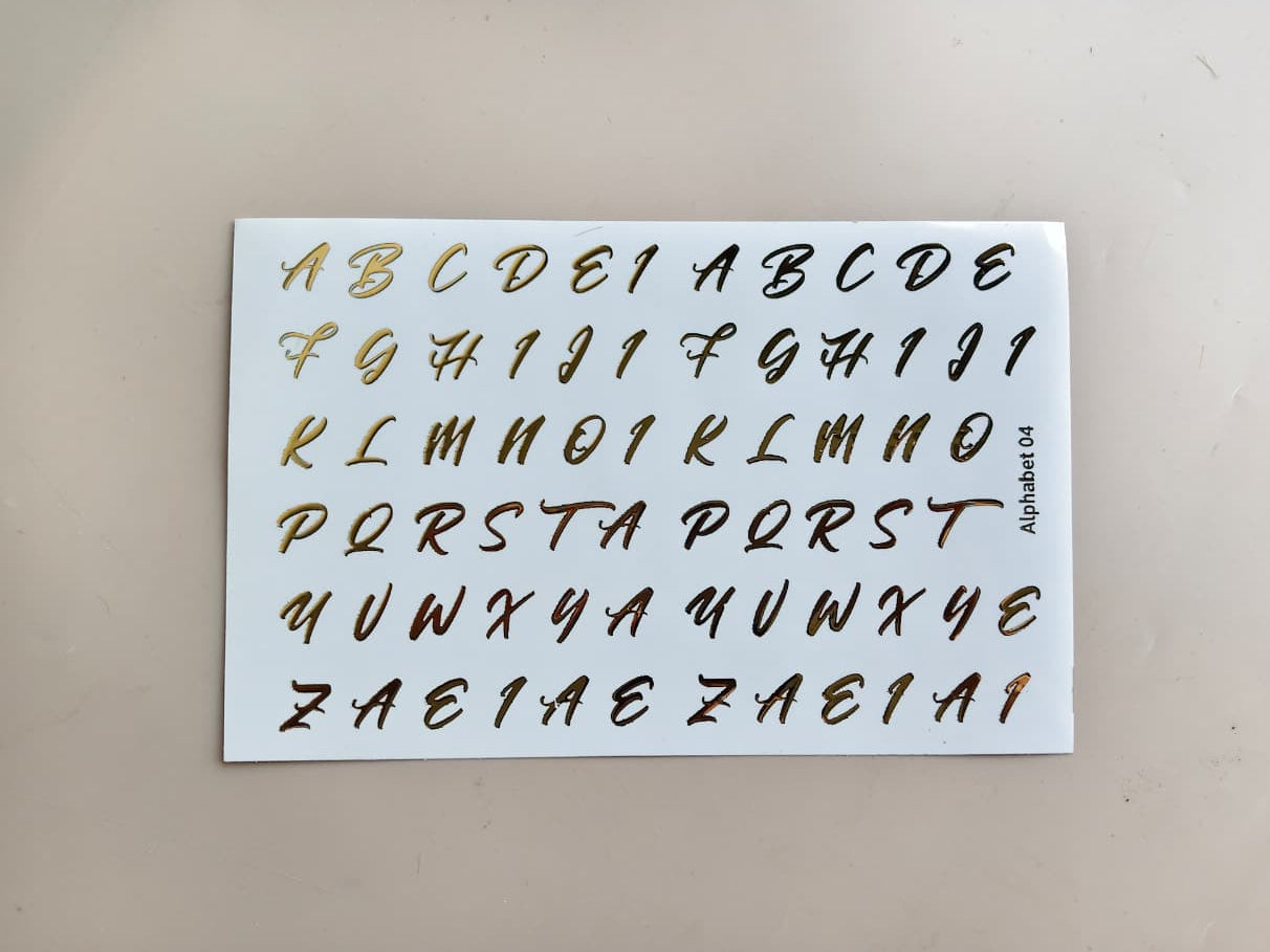 Cursive Alphabet Embossed Stickers