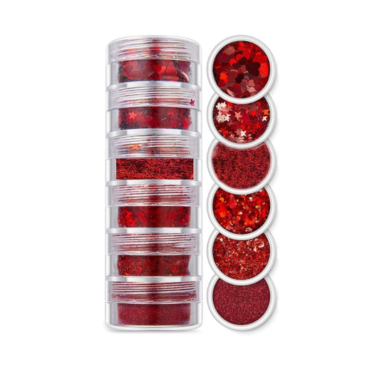 6 In 1 Glitter & Chunks Red