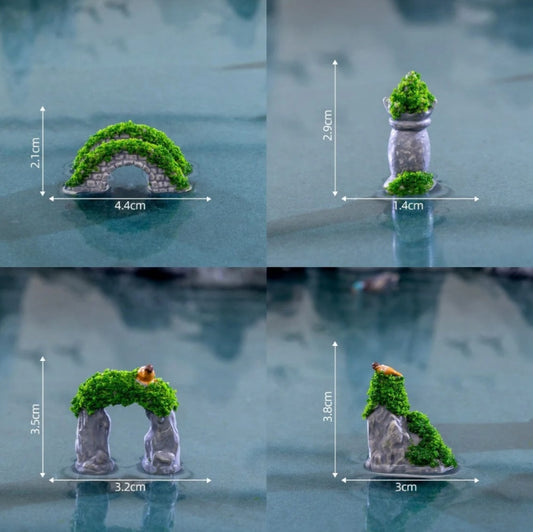 Pack of 4 rock and bridge miniature