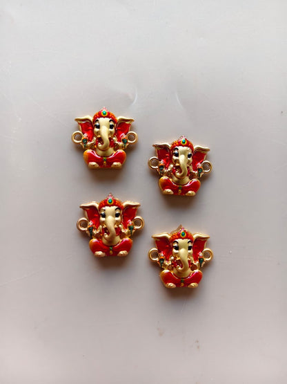Red Ganesha Charms - Metal