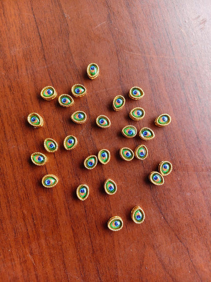 Oval Peacock Charm/ Leaf shape peacock charm