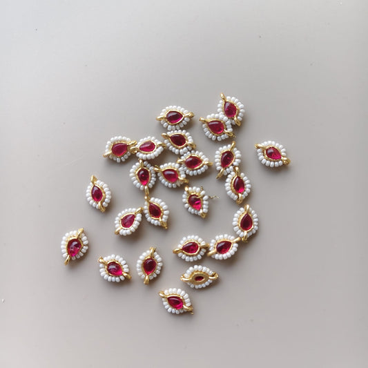Pearl & red  Kundan Rakhi beads