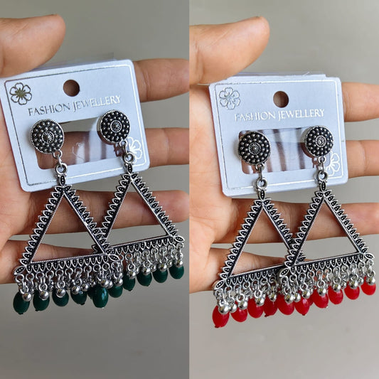 Jhumka - Triangular with silver base