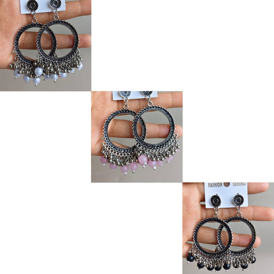 Jhumka - Round B with silver base