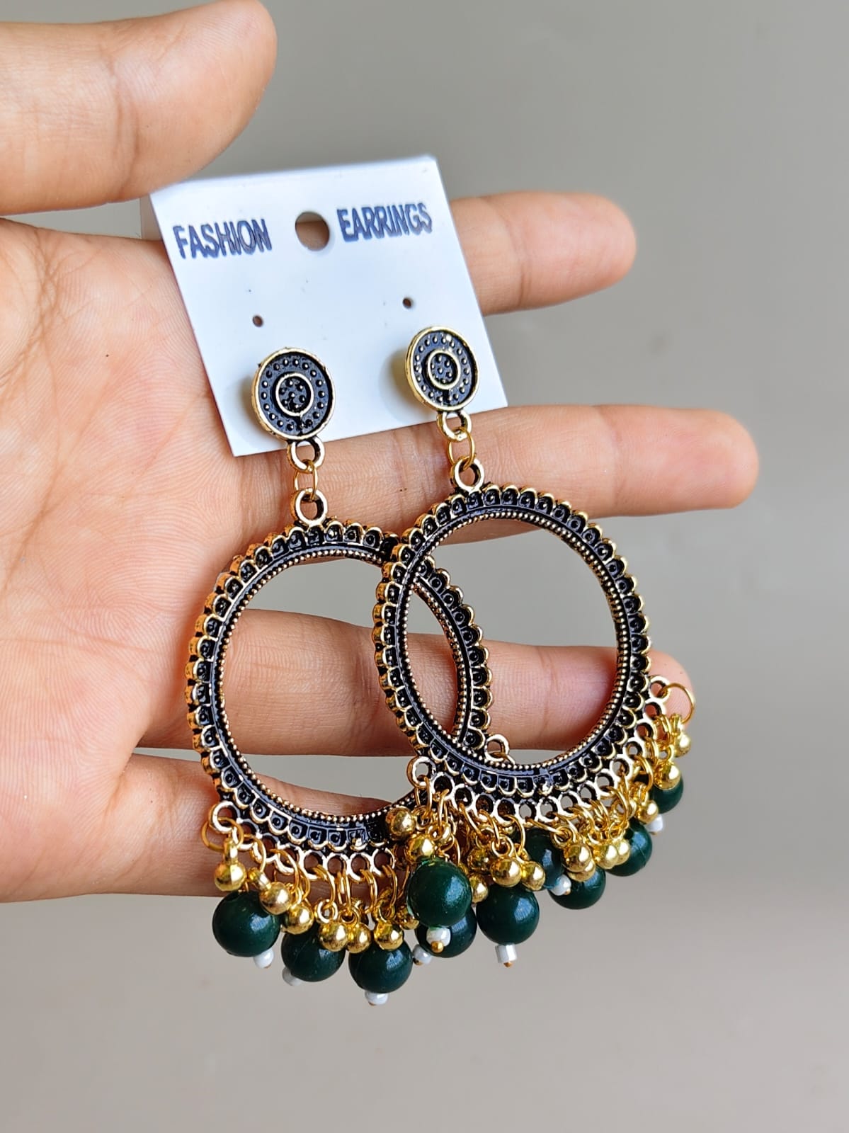 Jhumka - Round B with Golden base
