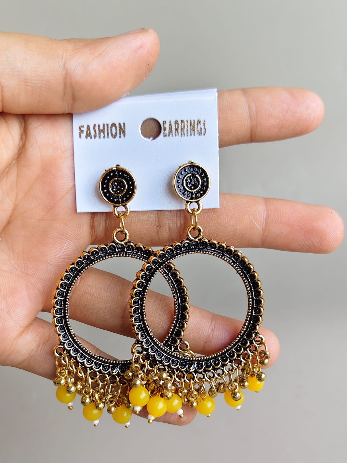 Jhumka - Round B with Golden base