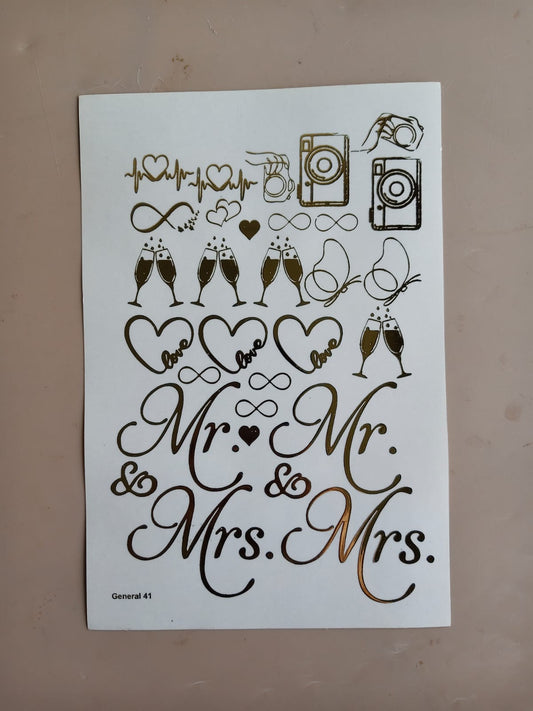 Mr/ Mrs Embossed Stickers - B