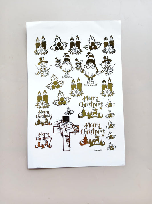 Merry Christmas/Snowmen/Christmas Candles Embossed Stickers