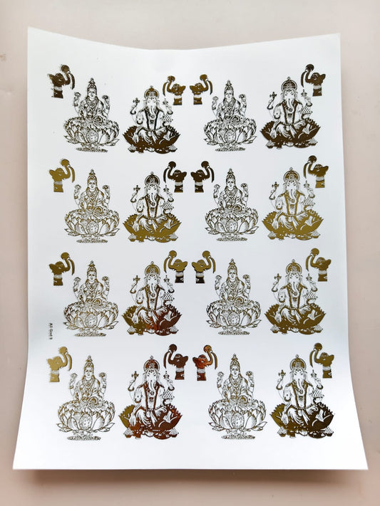 Ganesha/Laxmi Embossed Stickers