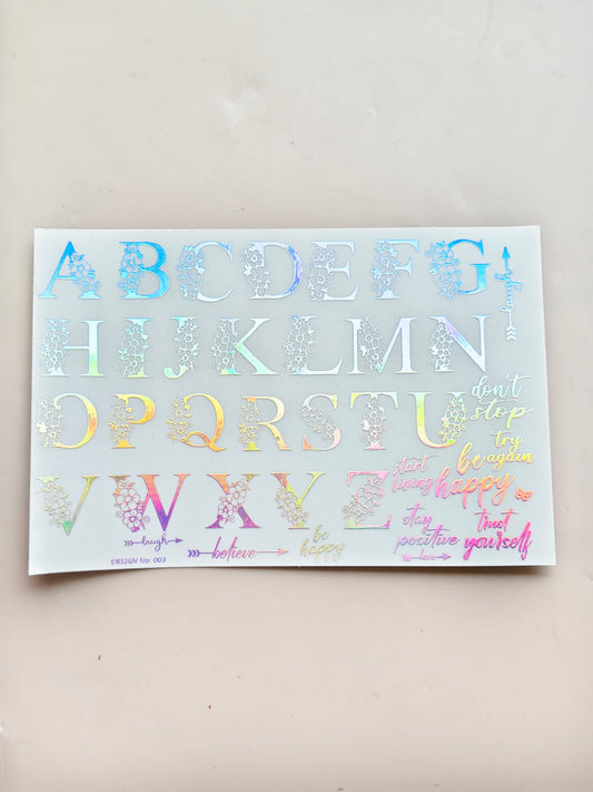 Holographic Alphabet Embossed Stickers