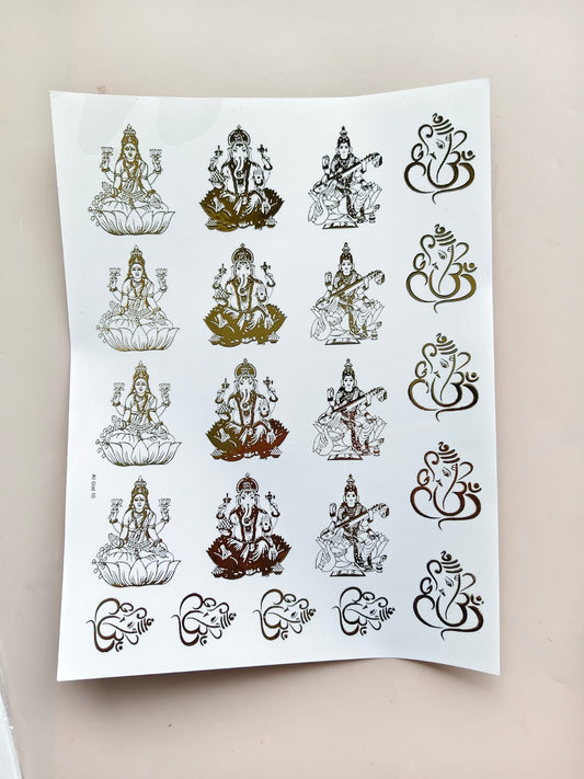 Ganesha/Laxmi/Saraswati Embossed Stickers