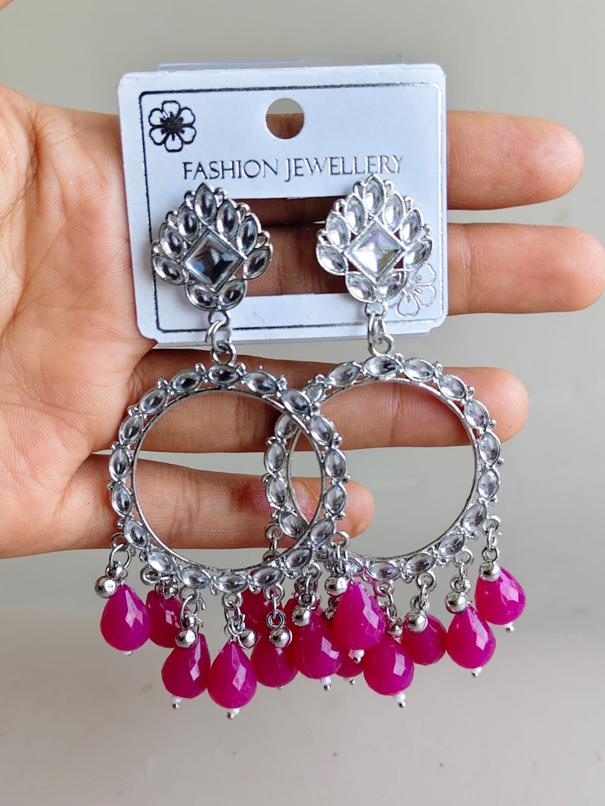 Oxidised Silver Chandbali Jhumka
