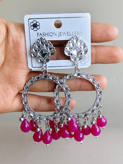 Oxidized Silver base Round Jhumka/ Earing