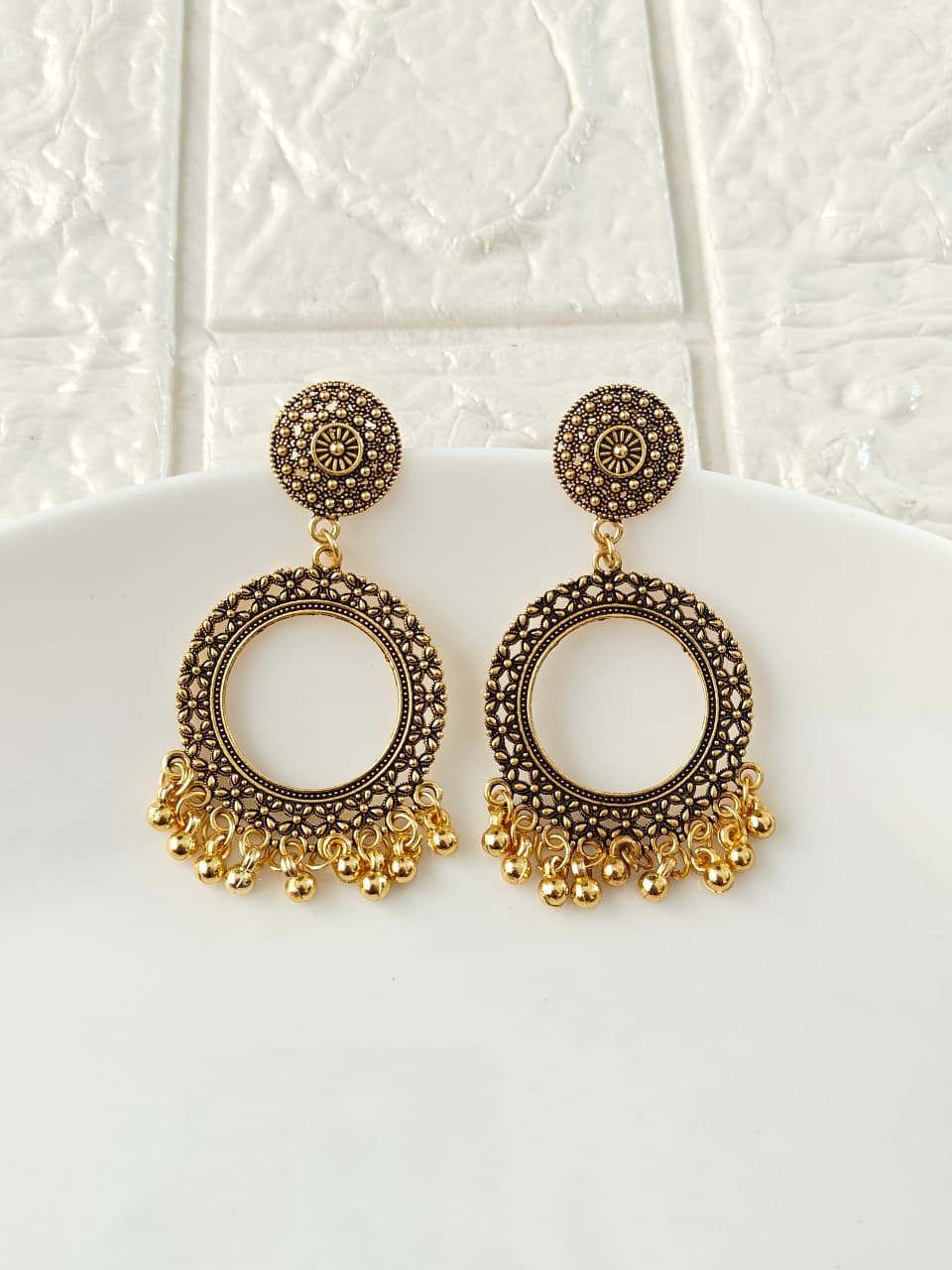 Antique Gold Circular Jhumka