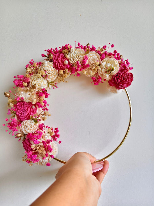 Decorated hoop - pink & White