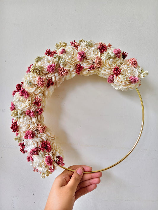 Decorated hoop - White Pink & Red