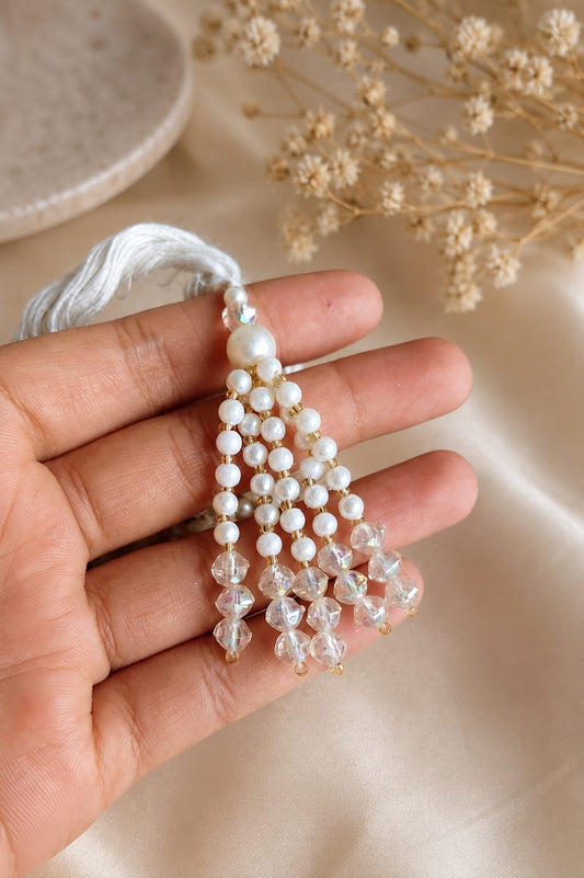 white pearl + crystal latkan / tessel