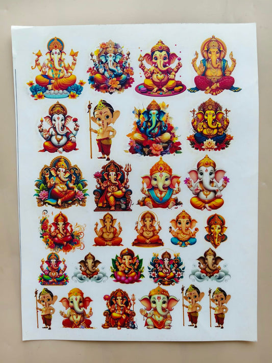 Ganesha Colourful sticker A4 size