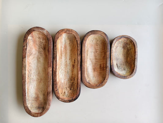 Wooden Candle Oval Bowl