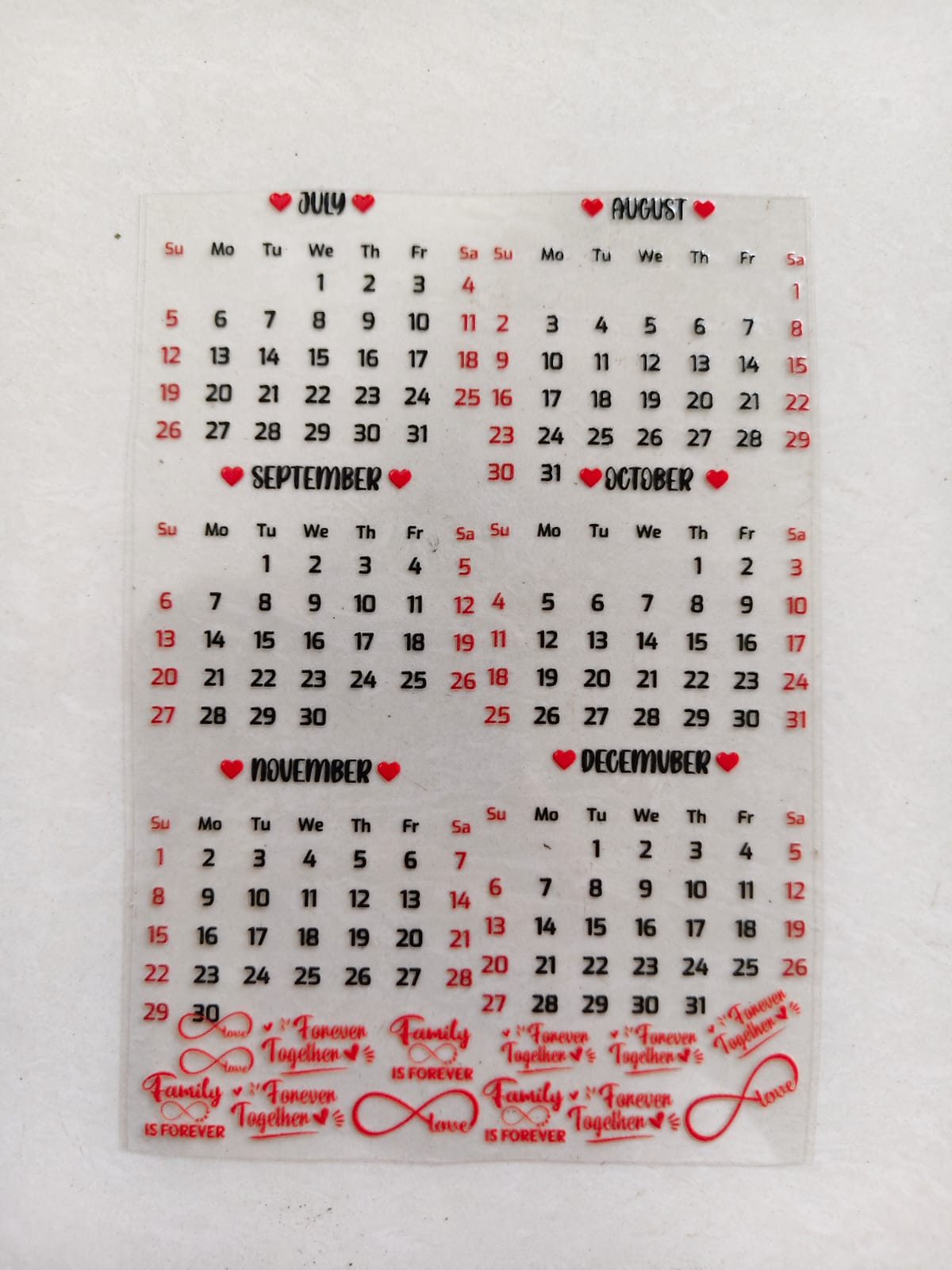 UV DTF Sticker - Calender