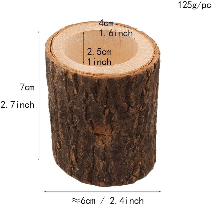 3 Tree Stump Wooden Candle Holder