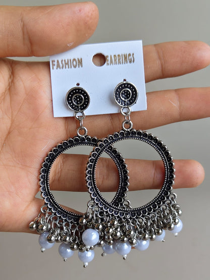 Jhumka - Round B with silver base