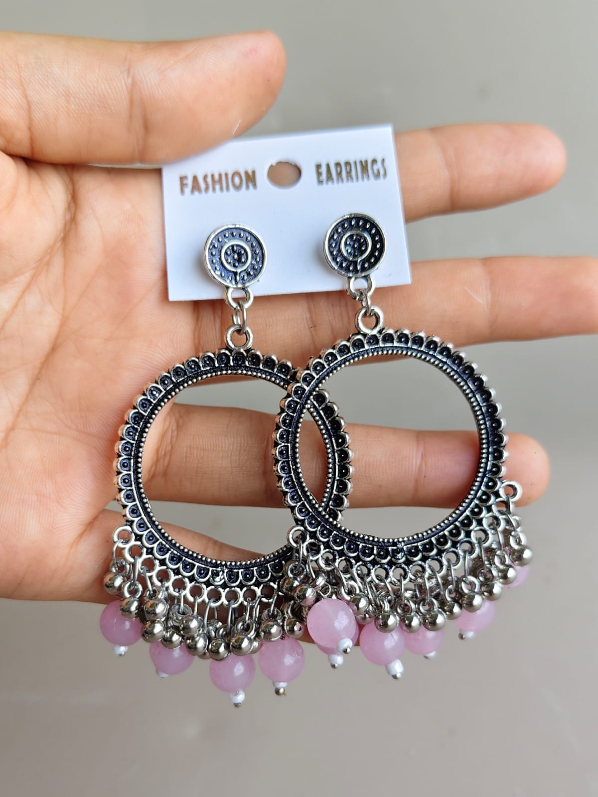 Jhumka - Round B with silver base