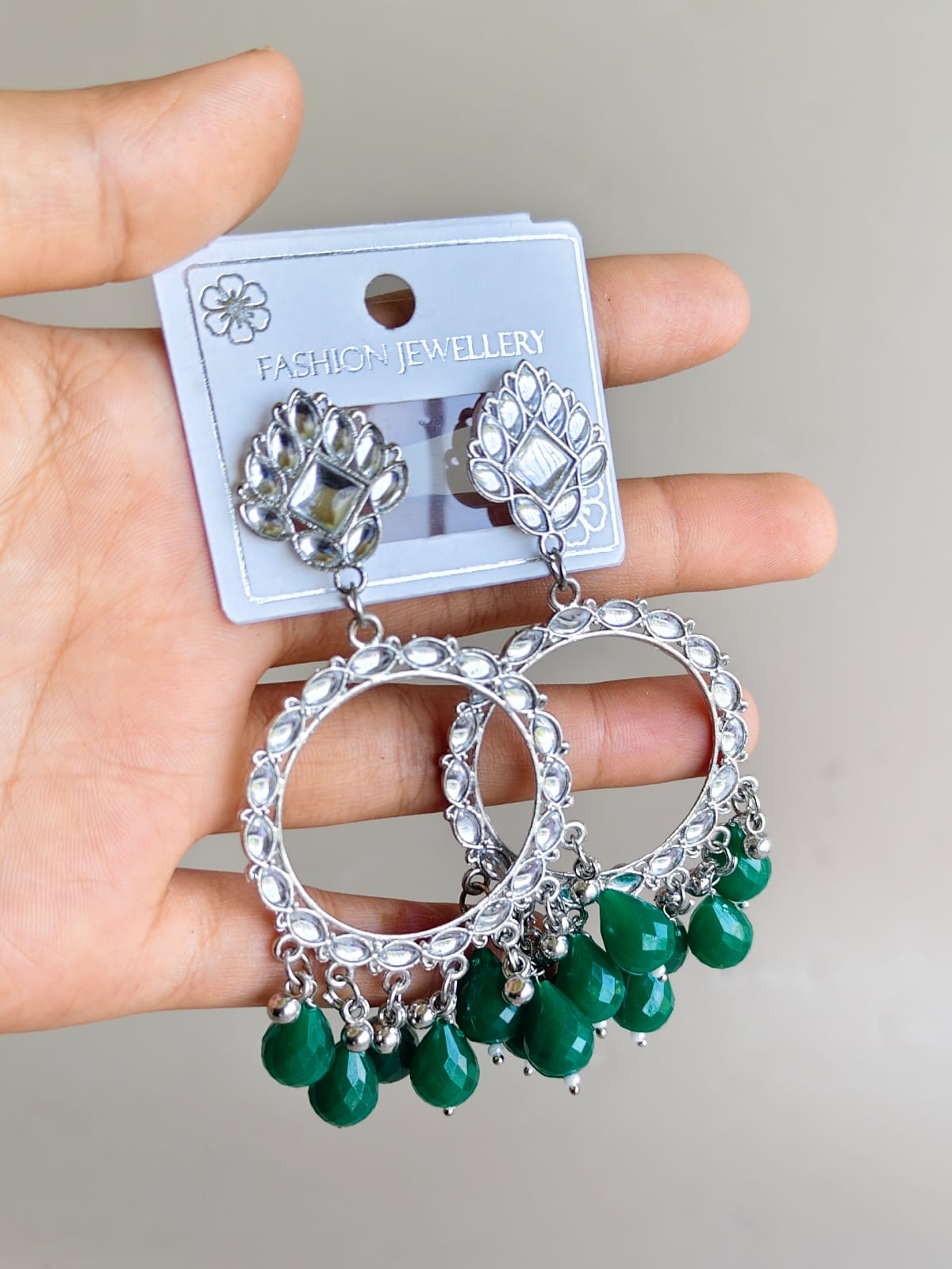 Oxidised Silver Chandbali Jhumka