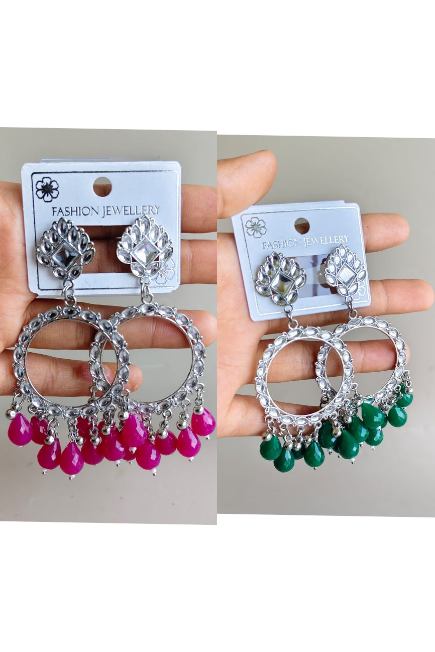 Oxidised Silver Chandbali Jhumka