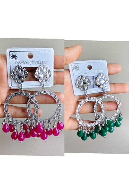 Oxidized Silver base Round Jhumka/ Earing
