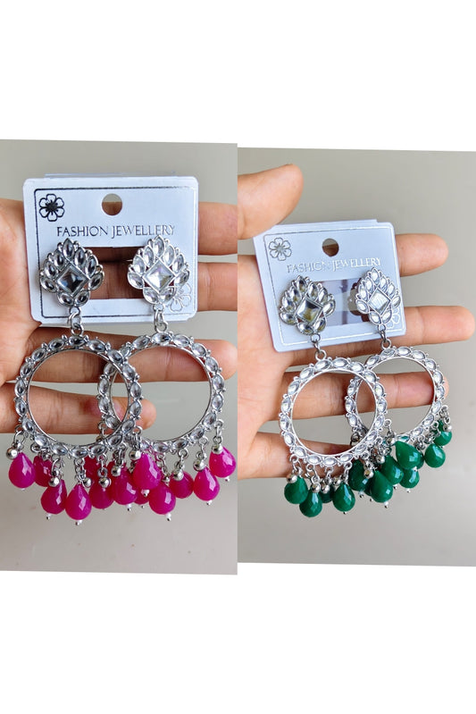 Oxidized Silver base Round Jhumka/ Earing
