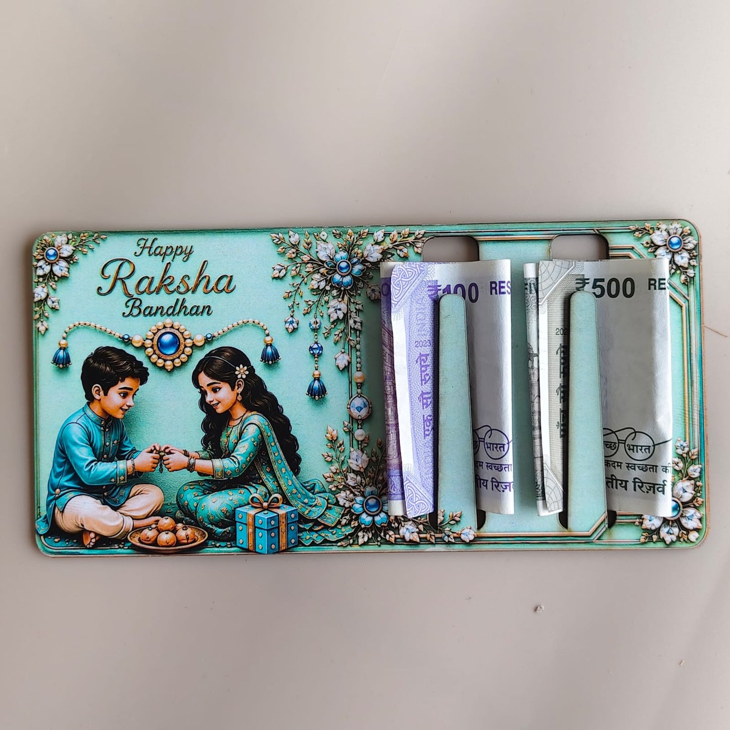 Rakhsha Bandhan Cash Gift Holder - rectangular