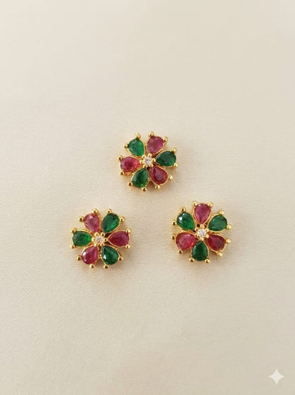 Ruby And Emerald Floral Stud Earrings (Copy)
