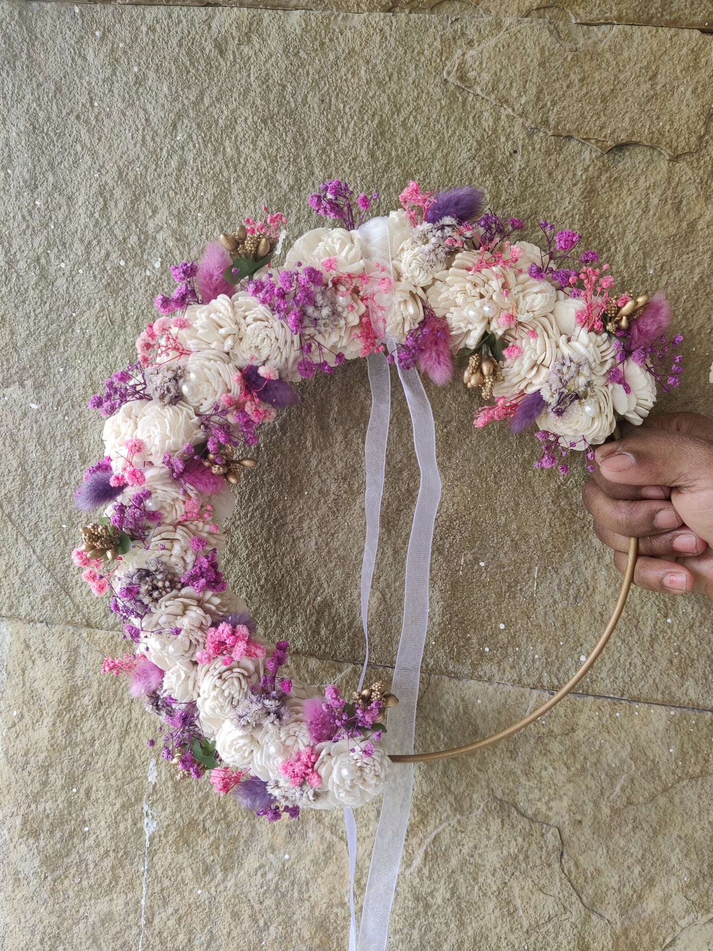 Decorated hoop - pink purple lavender