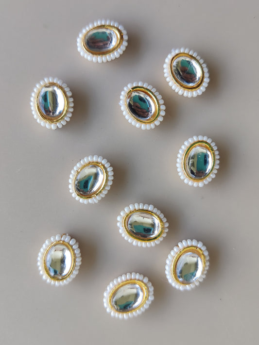 Stone pearl oval charms