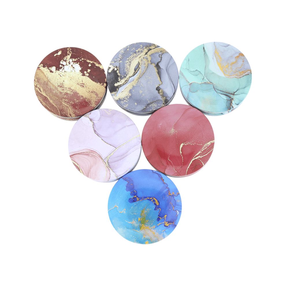 Marble effect metal candle jar