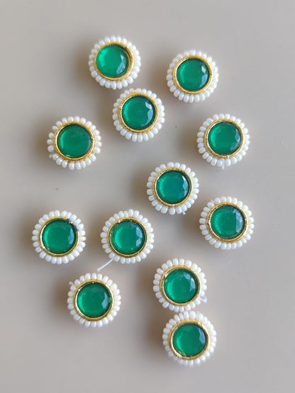 Stone pearl round charms