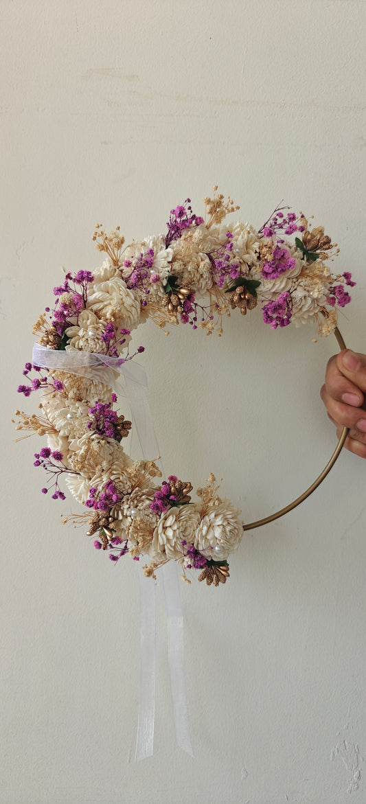 Flower hoop - white & lavender