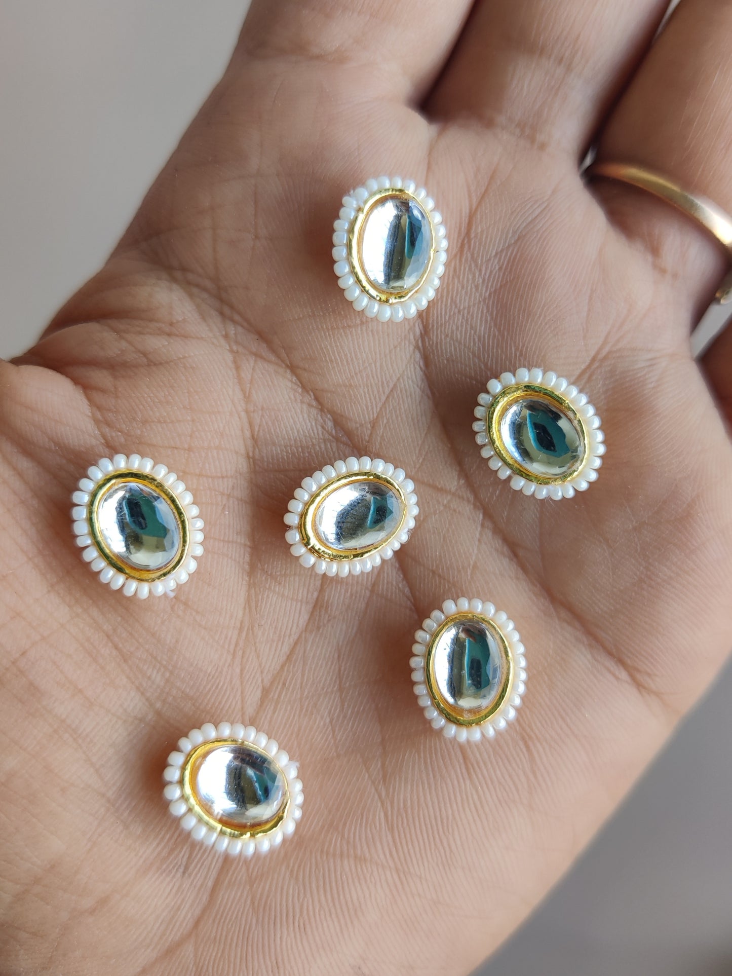 Stone pearl oval charms