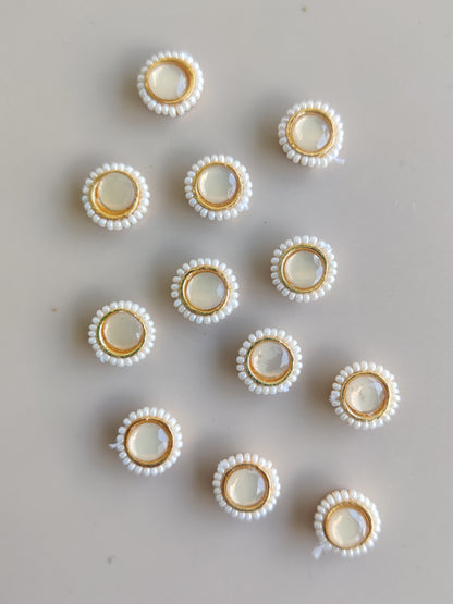 Stone pearl round charms