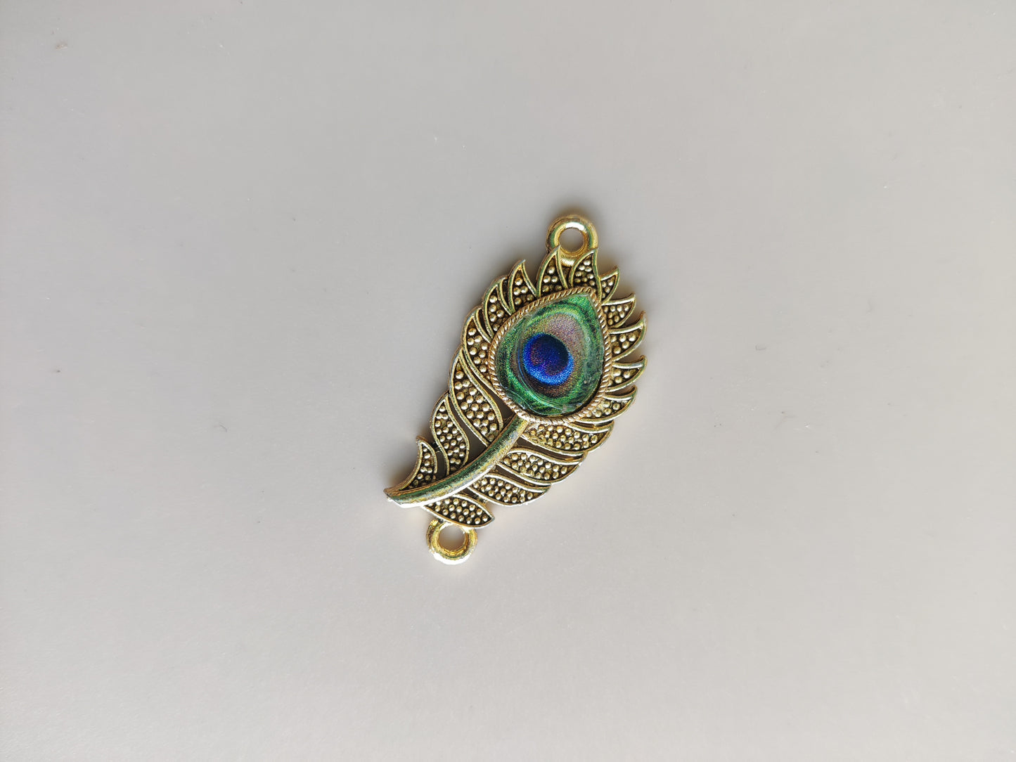Peacock feather metal charms
