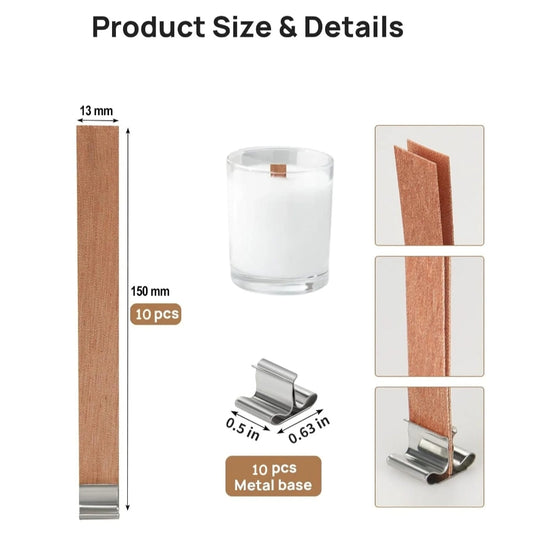 Wooden wick with metal holder