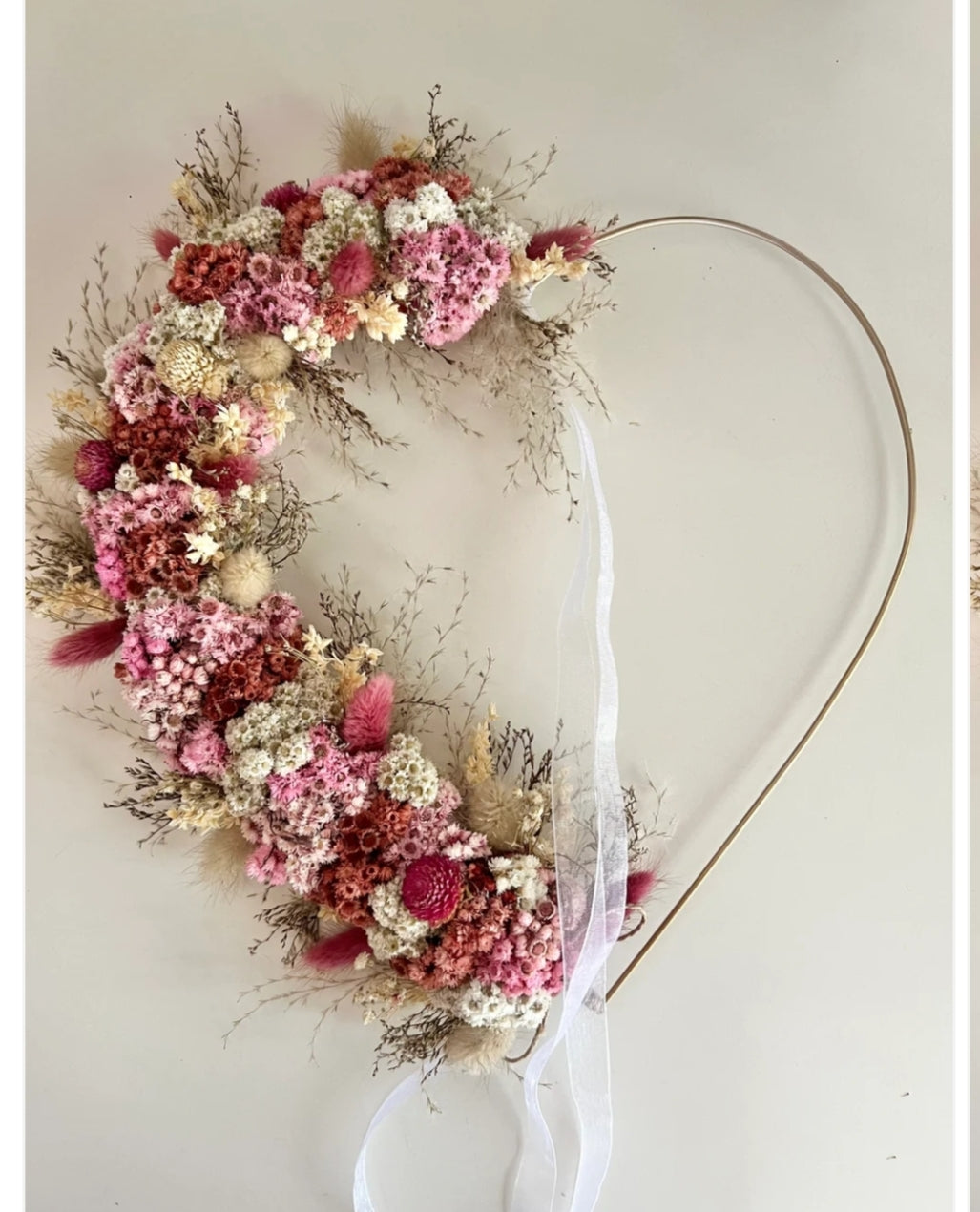 Decorated hoop -Pink & Red Heart