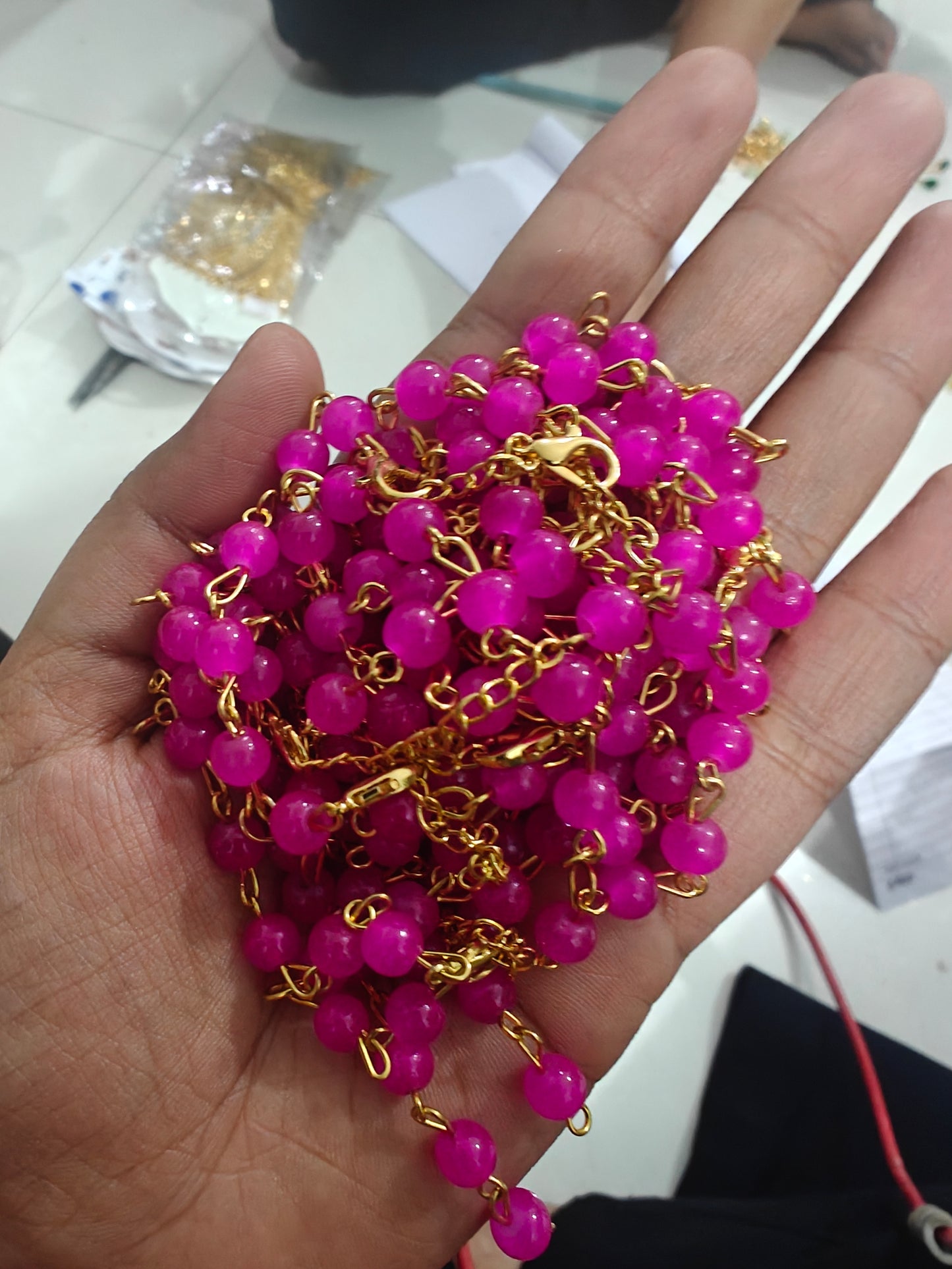 Moti / pearl bracelet rakhi chains - Multicolor