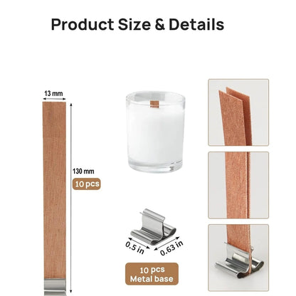 Wooden wick with metal holder