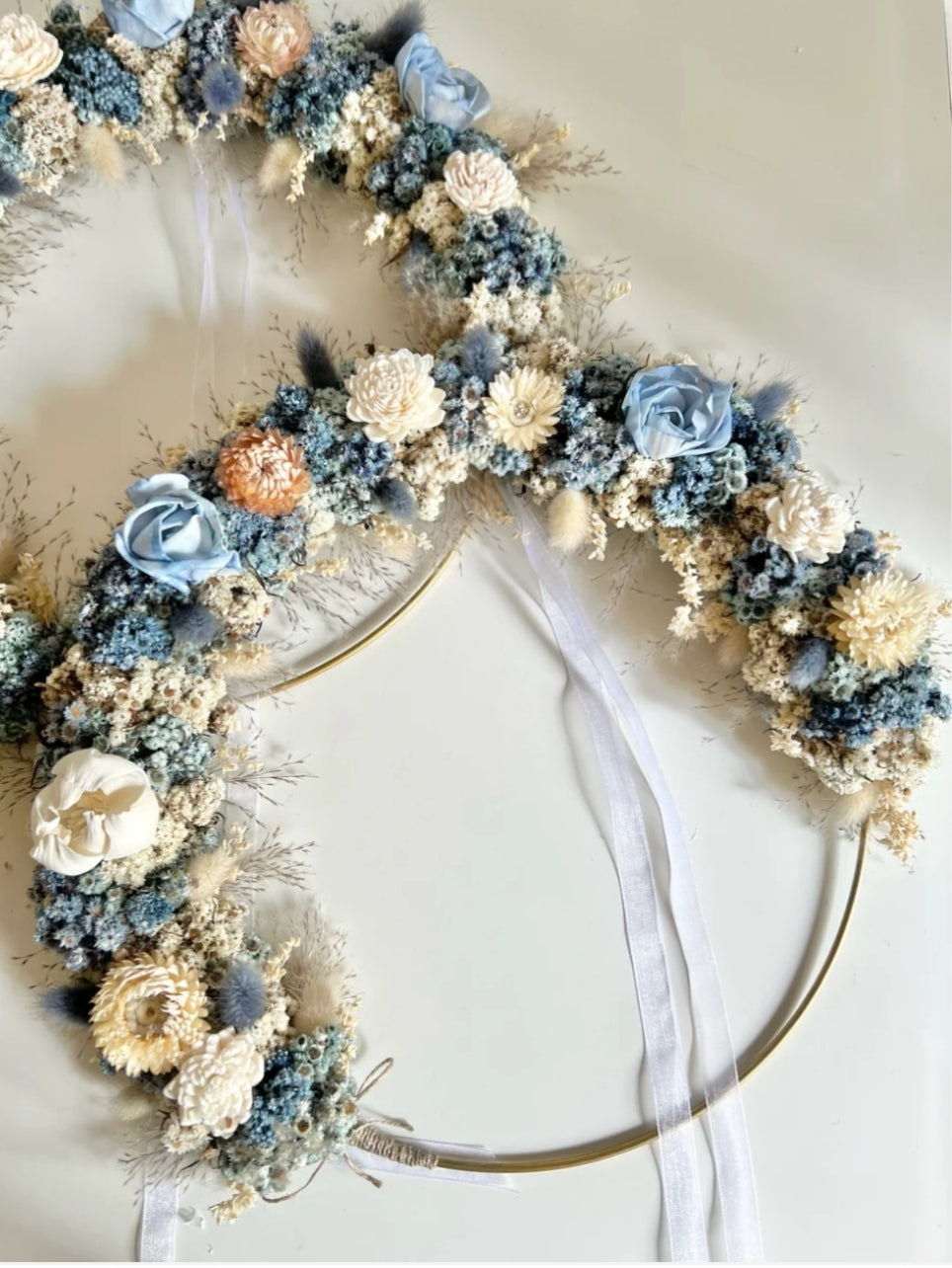 Decorated hoop - blue & white