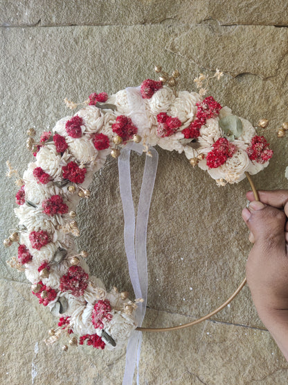 Decorated hoop - Maroon & white